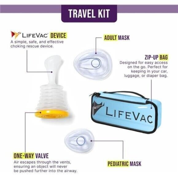 LifeVac Blue Travel Kit 2 Pack - Portable Suction Device NEW - Picture 3 of 8
